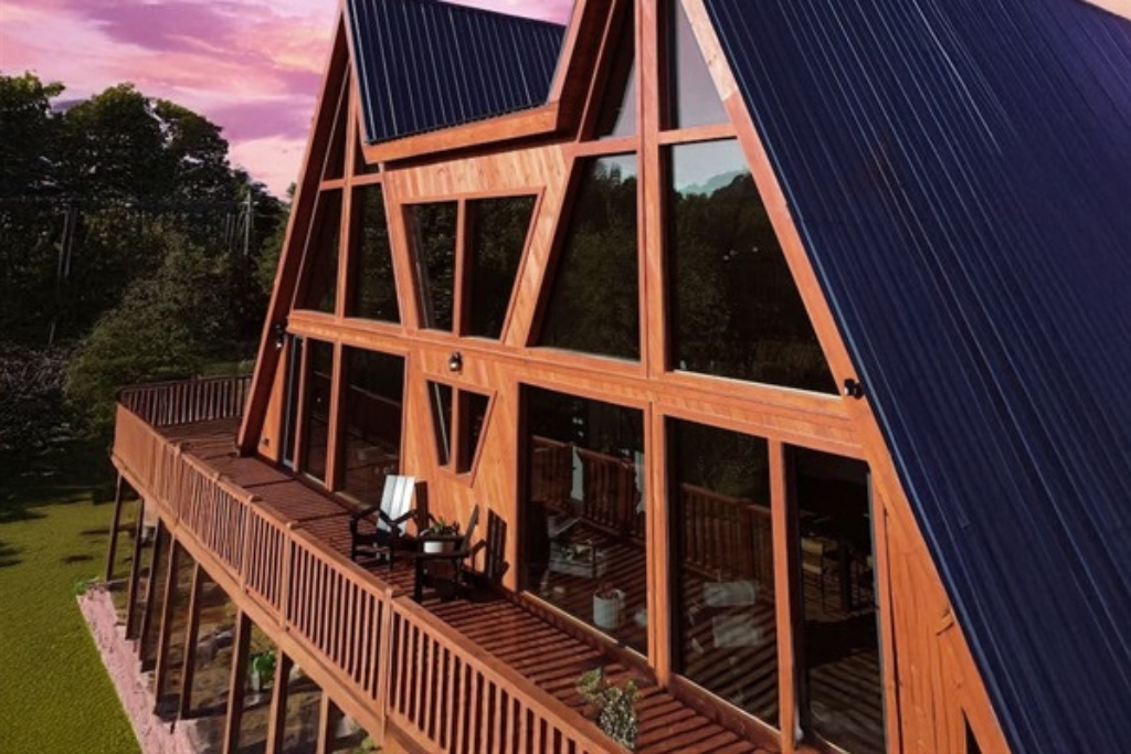 Tucked away and glowing—your peaceful forest haven under the stars.