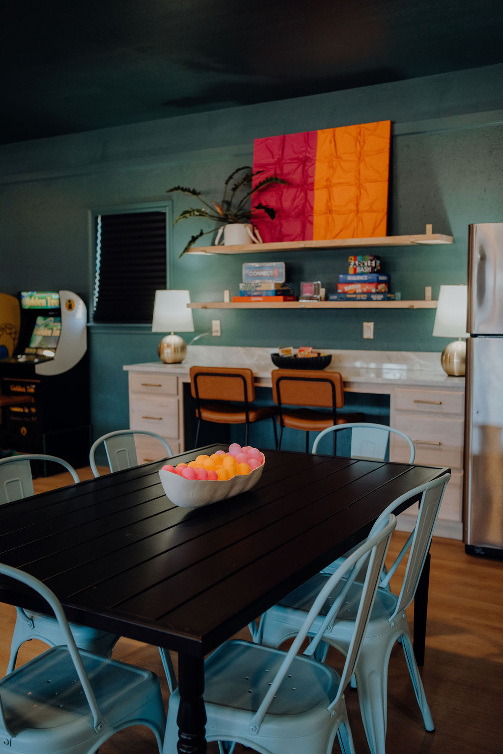Game Room Dining Table and Bar Seating
