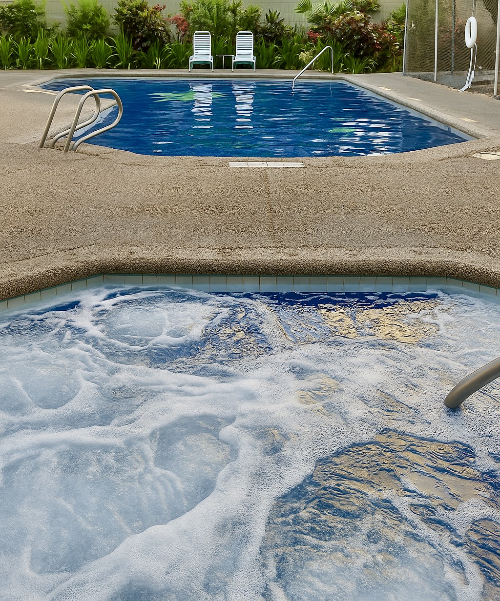 Relax and unwind by the sparkling pool and soothing hot tub, surrounded by tropical greenery and island breezes. Perfect for a refreshing dip after a day exploring Waikīkī’s beaches and shops.