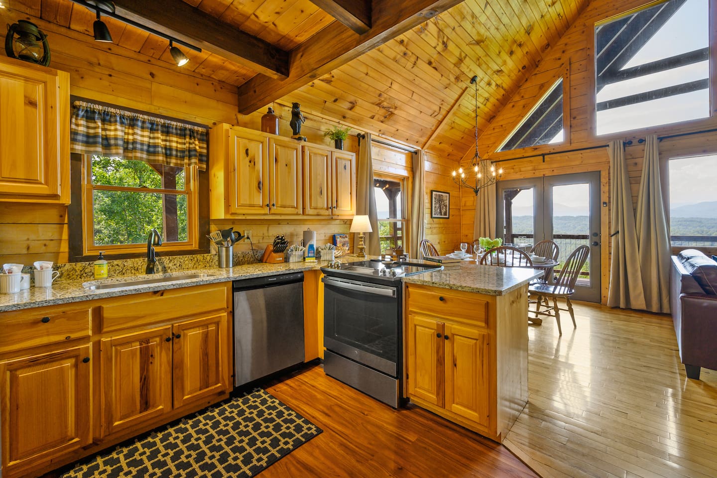 The kitchen includes new appliances, granite countertops and all of the things you would need to make your favorite (or quick and easy) meal.  A starter pack of items (trash bags, paper towels, dish soap, toiletries) are provided. 