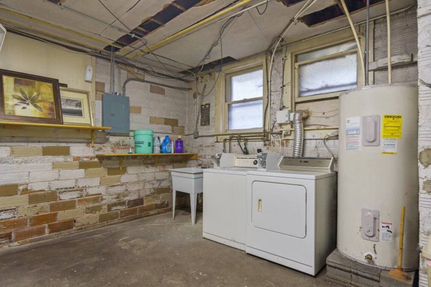 Convenient laundry area equipped with a washer and dryer, making laundry day easy and efficient.