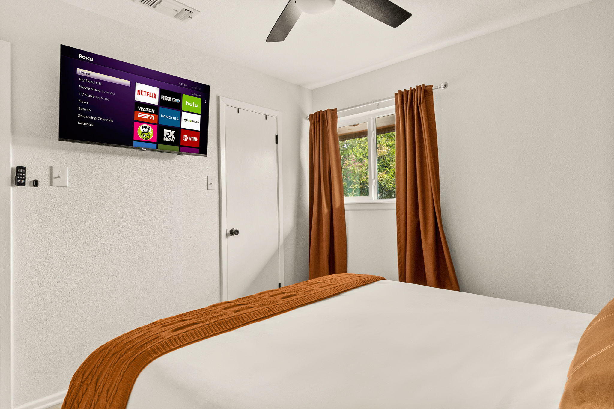 Unwind after a day of exploring with a movie night in bed on the Smart TV.