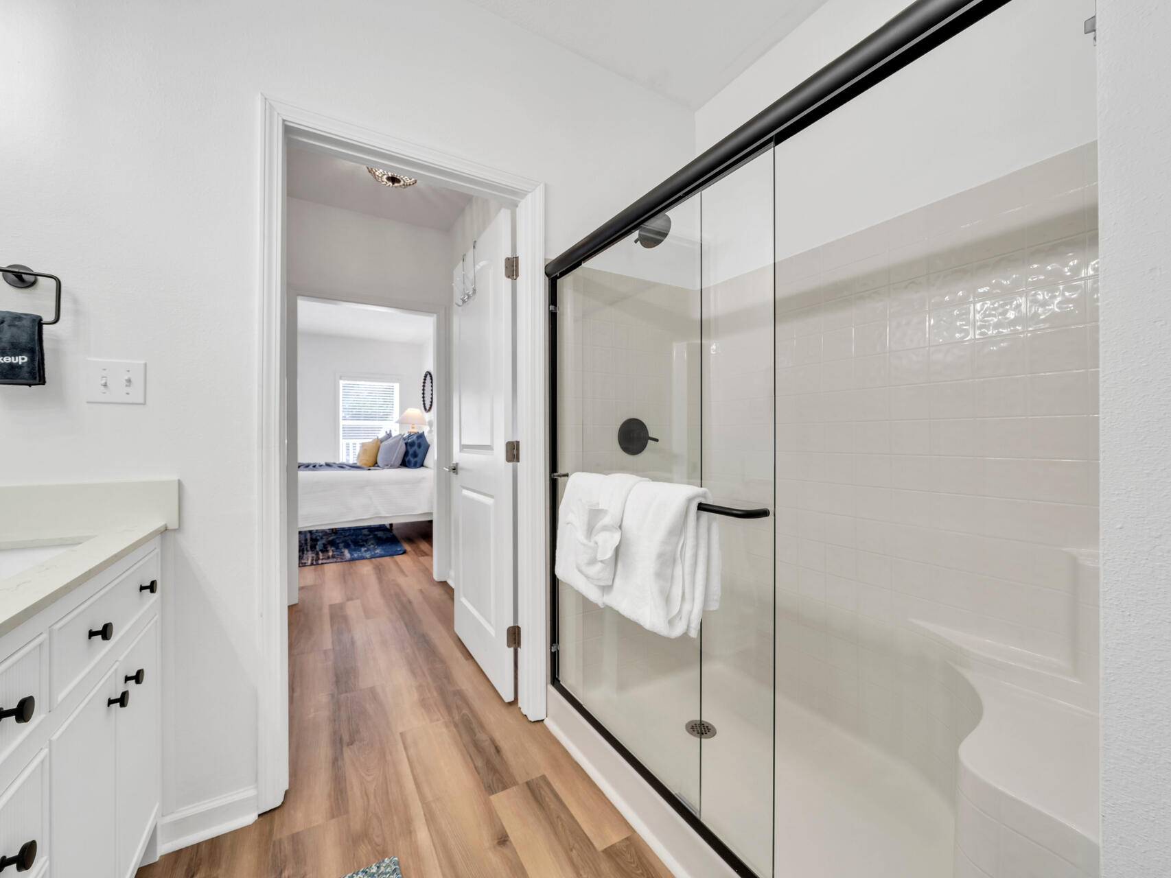 Walk-in shower in ground floor master bedroom
