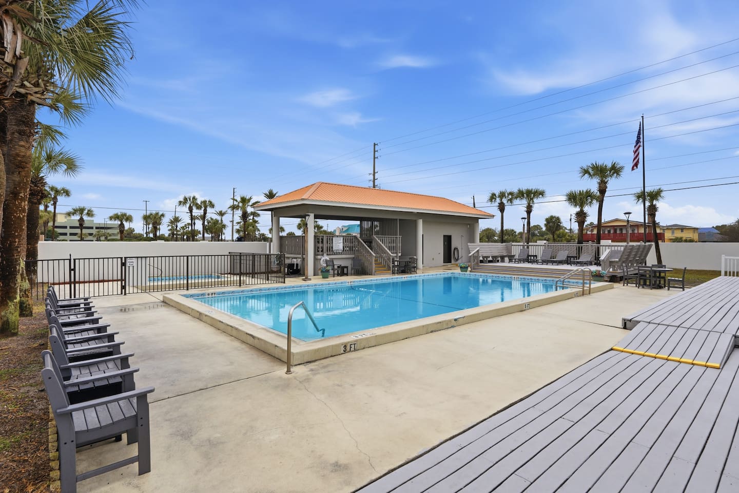 pool area with kiddie pool