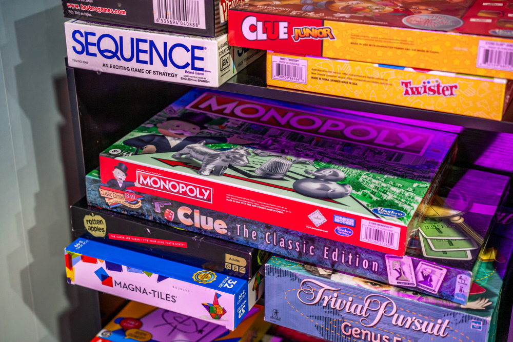 Choose from a variety of board games and classics for fun, laughs, and quality time together.