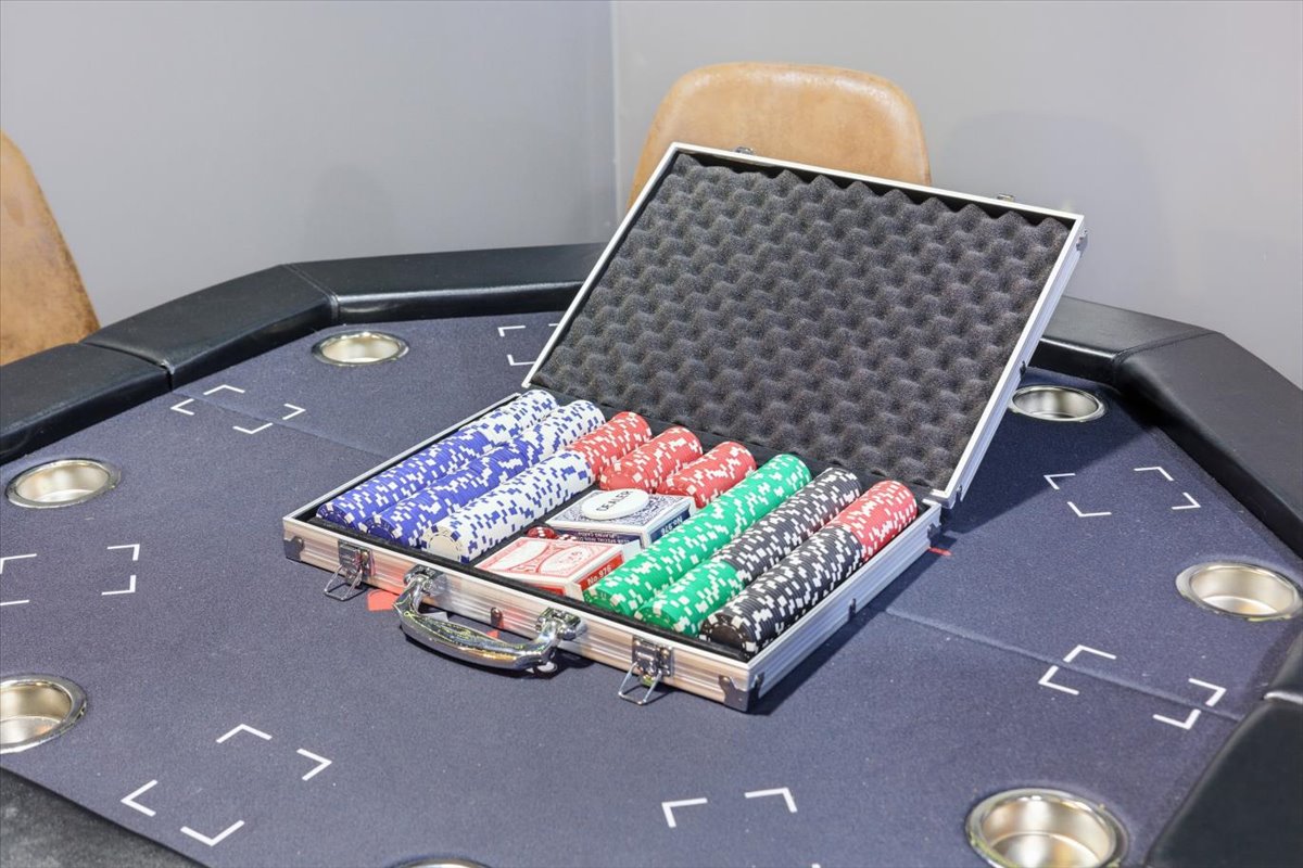 Poker set and table for game nights