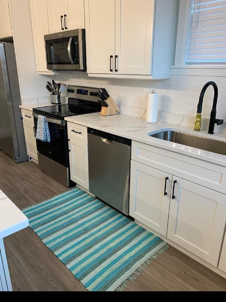 Stainless-steel appliances.