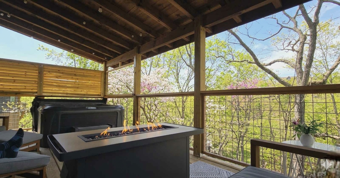 Enjoy the fire surrounded by trees