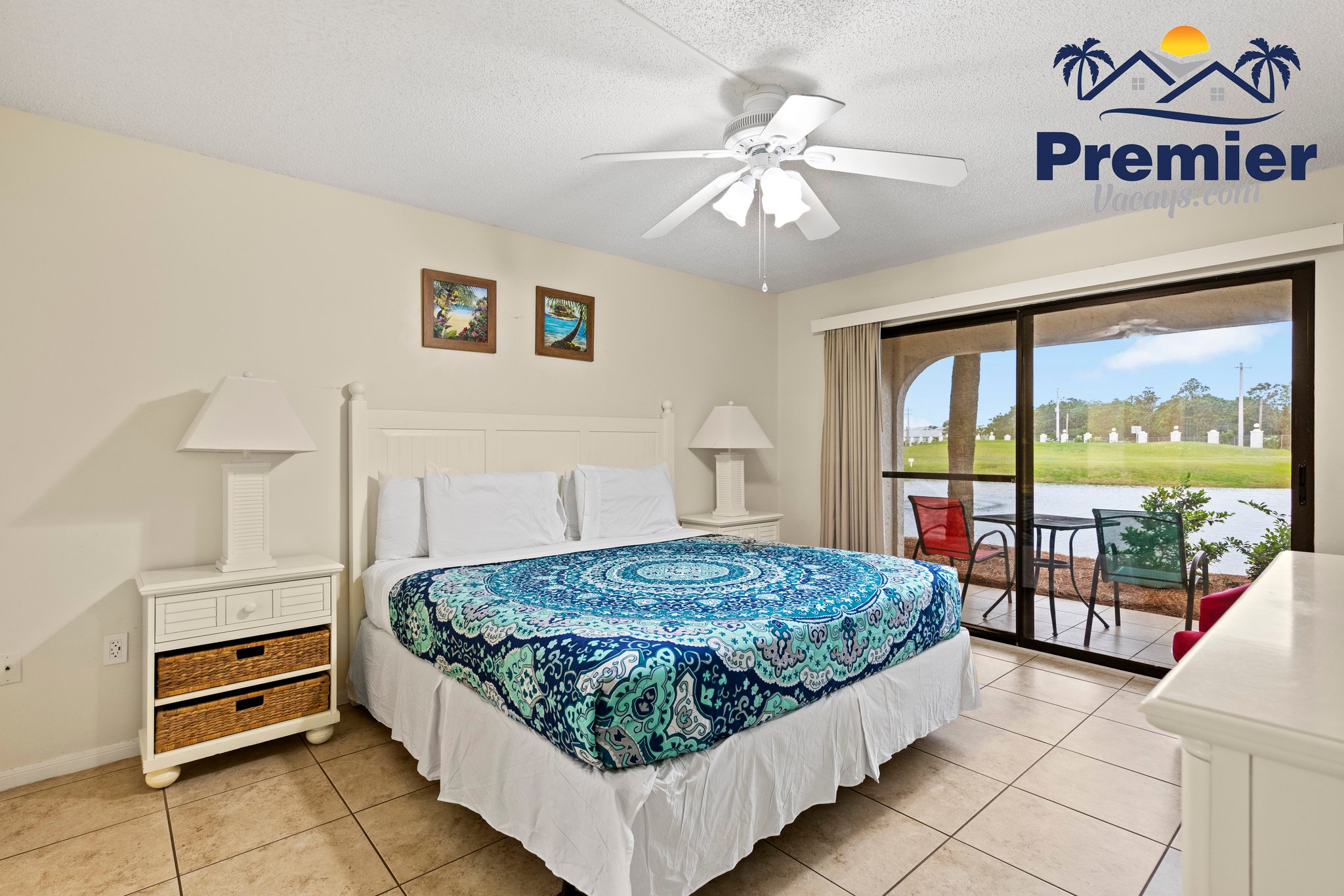 Master Bedroom with view of the pond and golf course