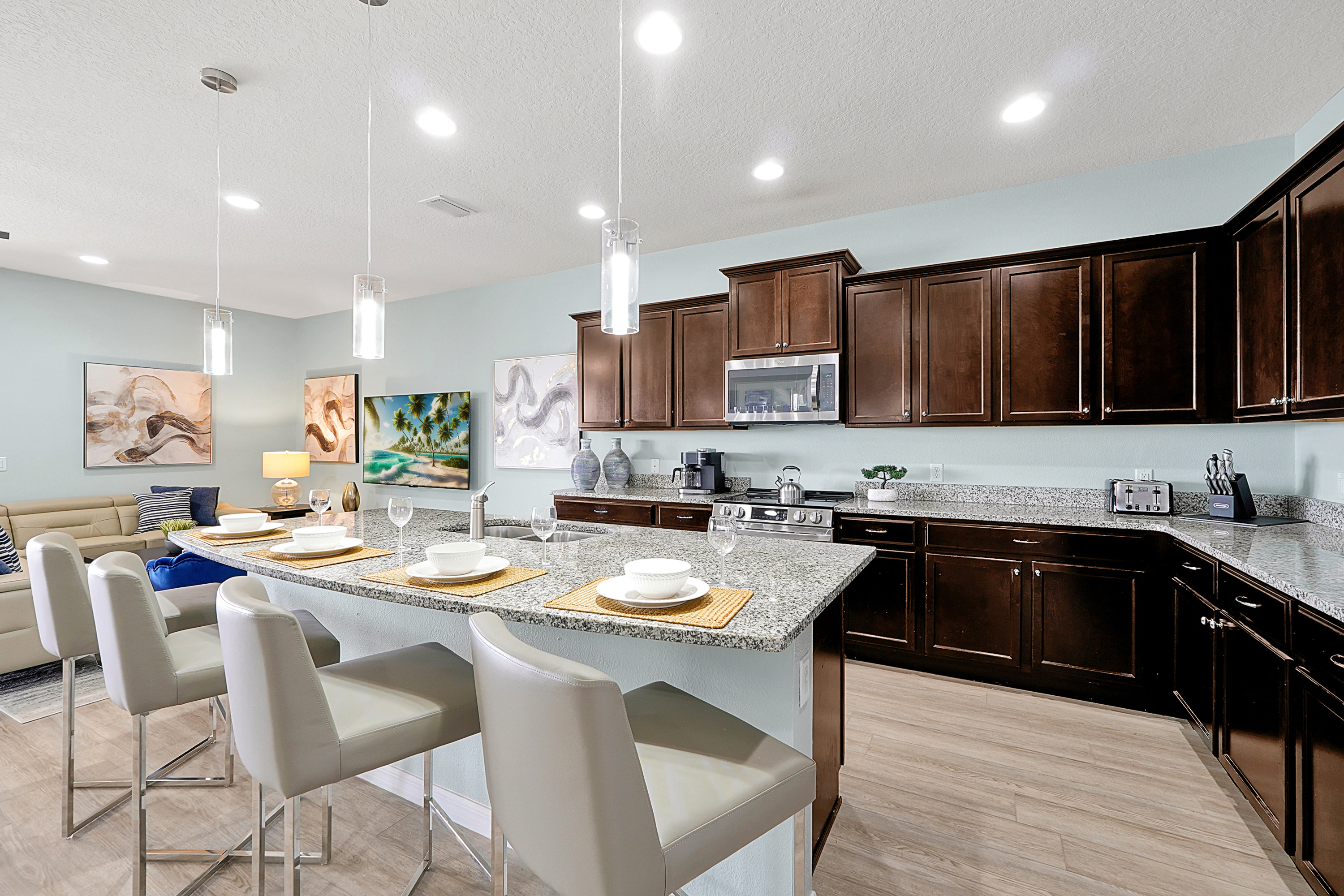 Breakfast Bar And Full Modern Kitchen