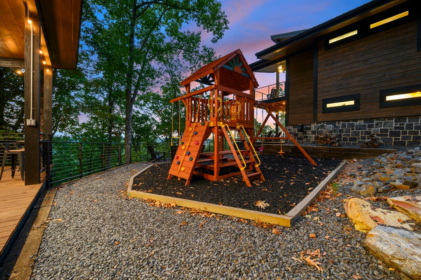 Kids will love the private playground, giving them their own space to climb, play, and enjoy the outdoors.