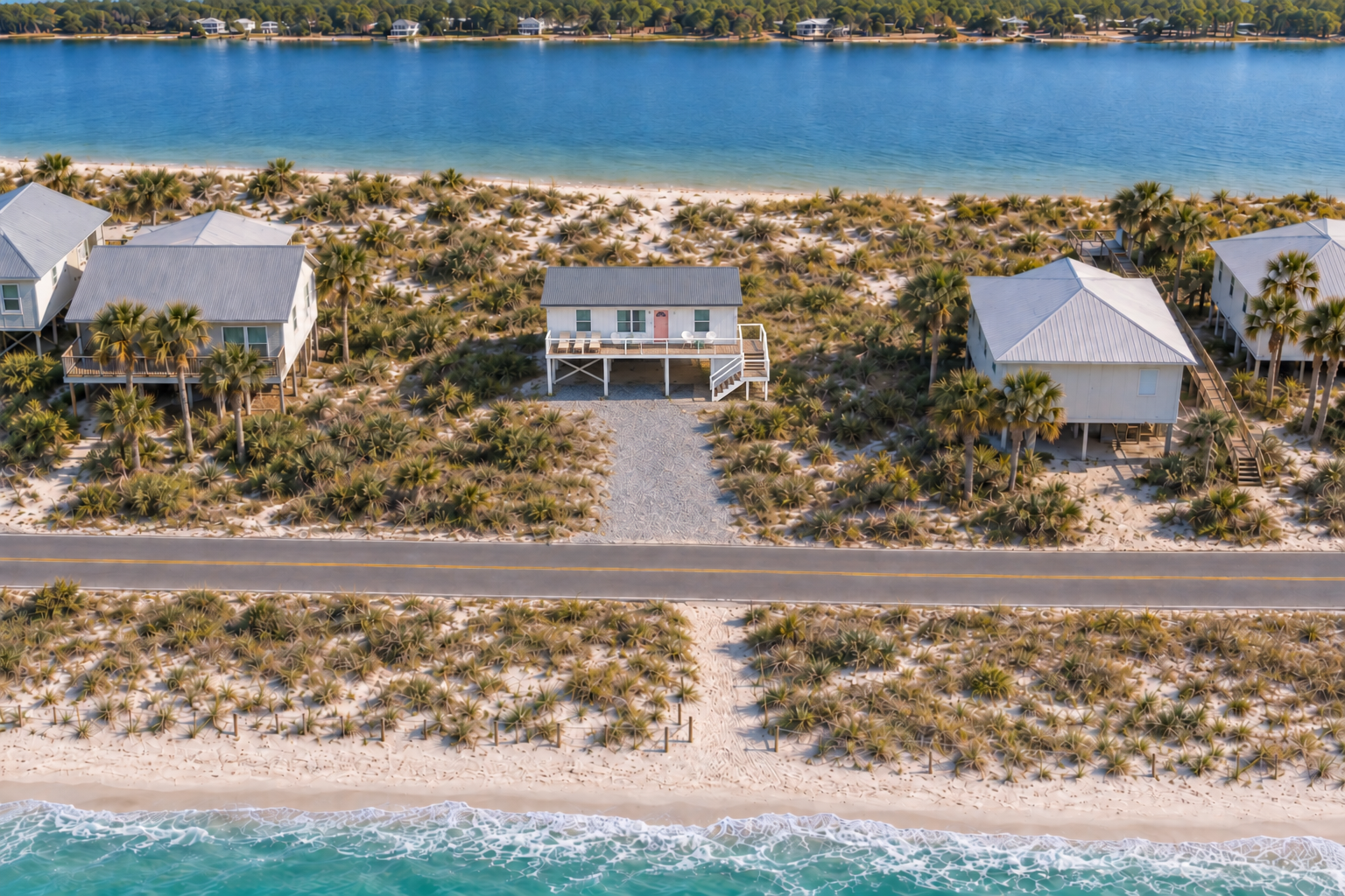You are just steps away from the Little Lagoon in the backyard and a short walk (30 seconds to a minute) across West Beach Blvd over a sand dune to the gulf.