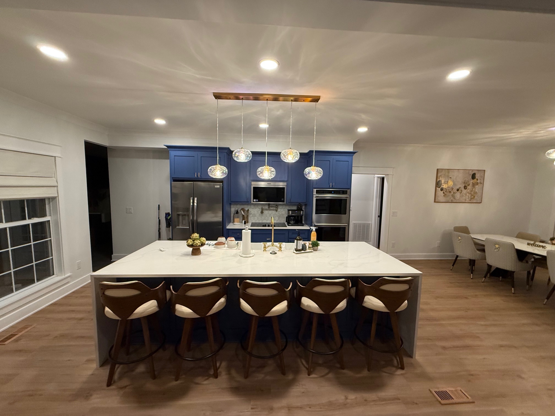 Bar seating in the kitchen