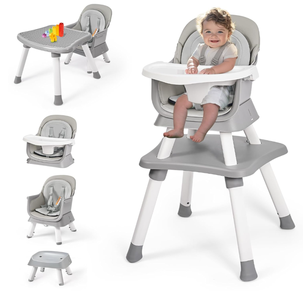 A convertible high chair/booster is available as well as a separate booster seat for meal time.  A stroller and car booster seat area also available on site.