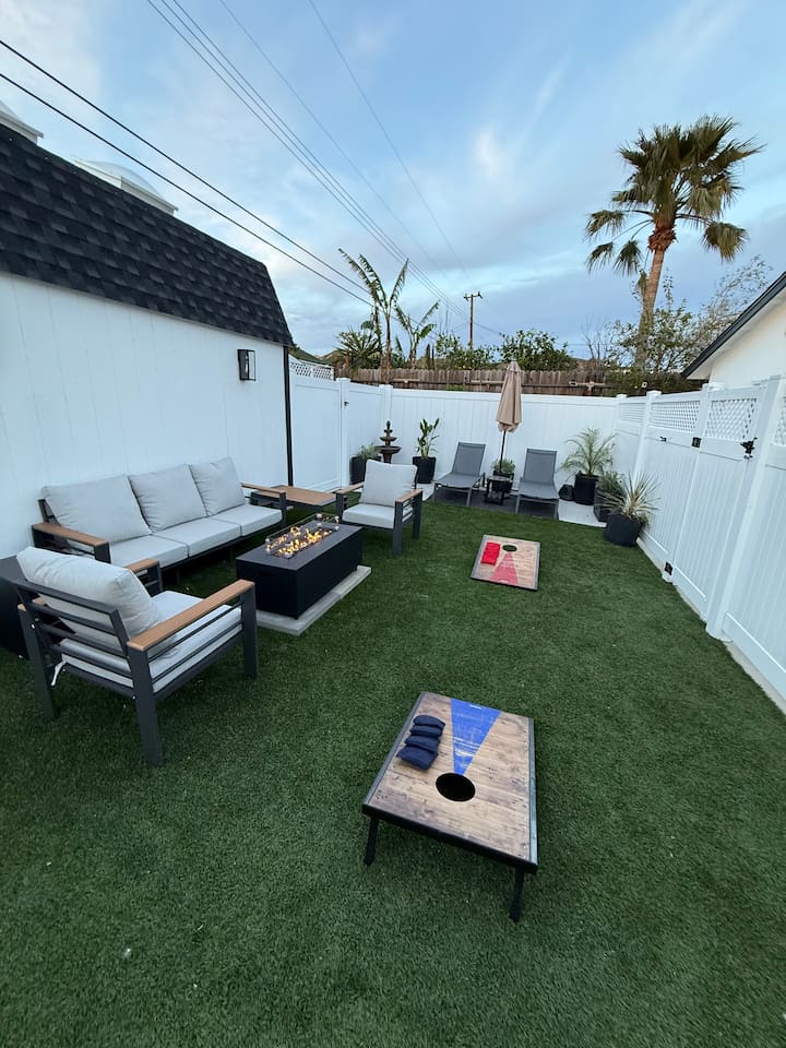 Backyard Seating and Fire Table