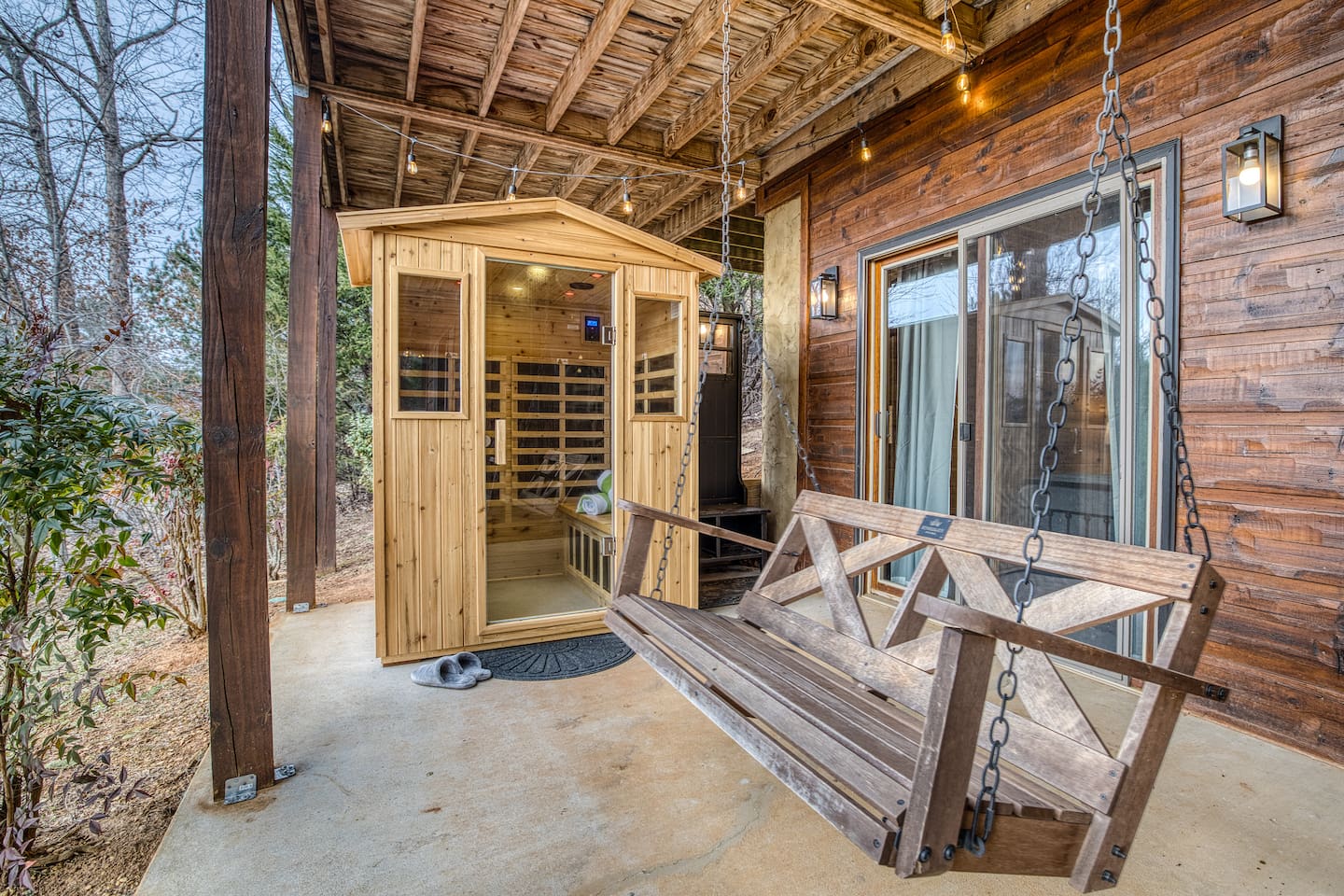 Enjoy the infrared sauna on the lower patio, right off the basement bedroom!