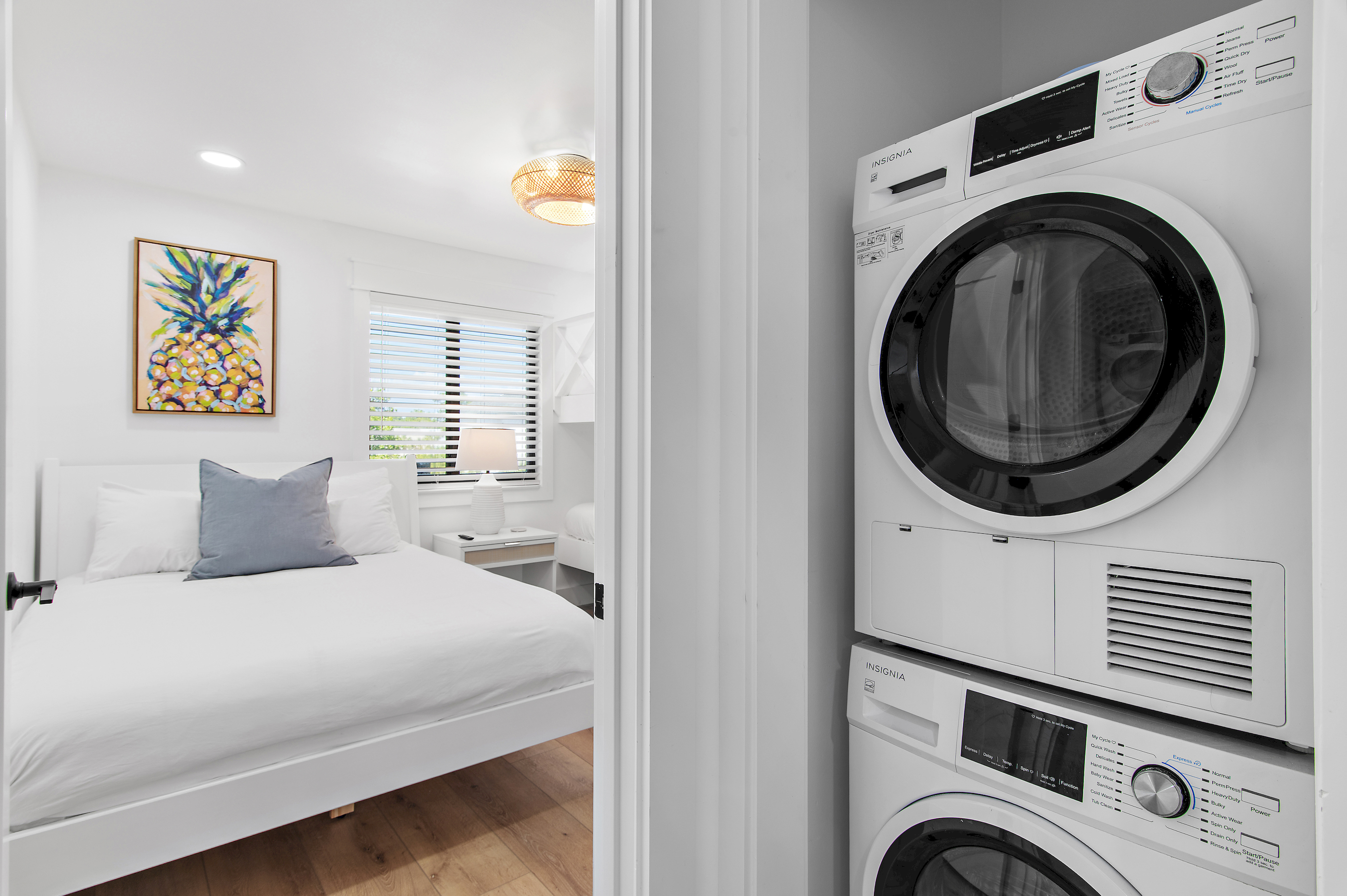 Convenient in-unit washer and dryer for a seamless, comfortable stay.
