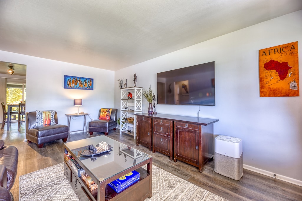 Host family and friends in your very own large living room with 65-inch Sony Smart TV equipped with multiple screening apps. Also comes with Roku Stick. Limited local channels.