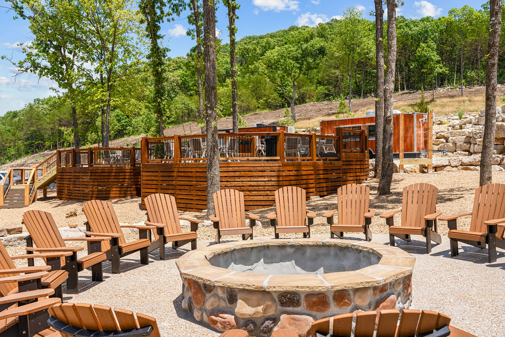 The community fire pit with food trucks. You can hang out, eat and drink and watch the kids play