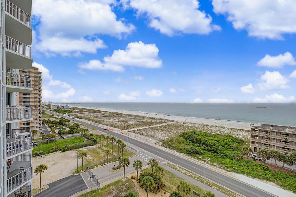 Balcony view, beach access across street