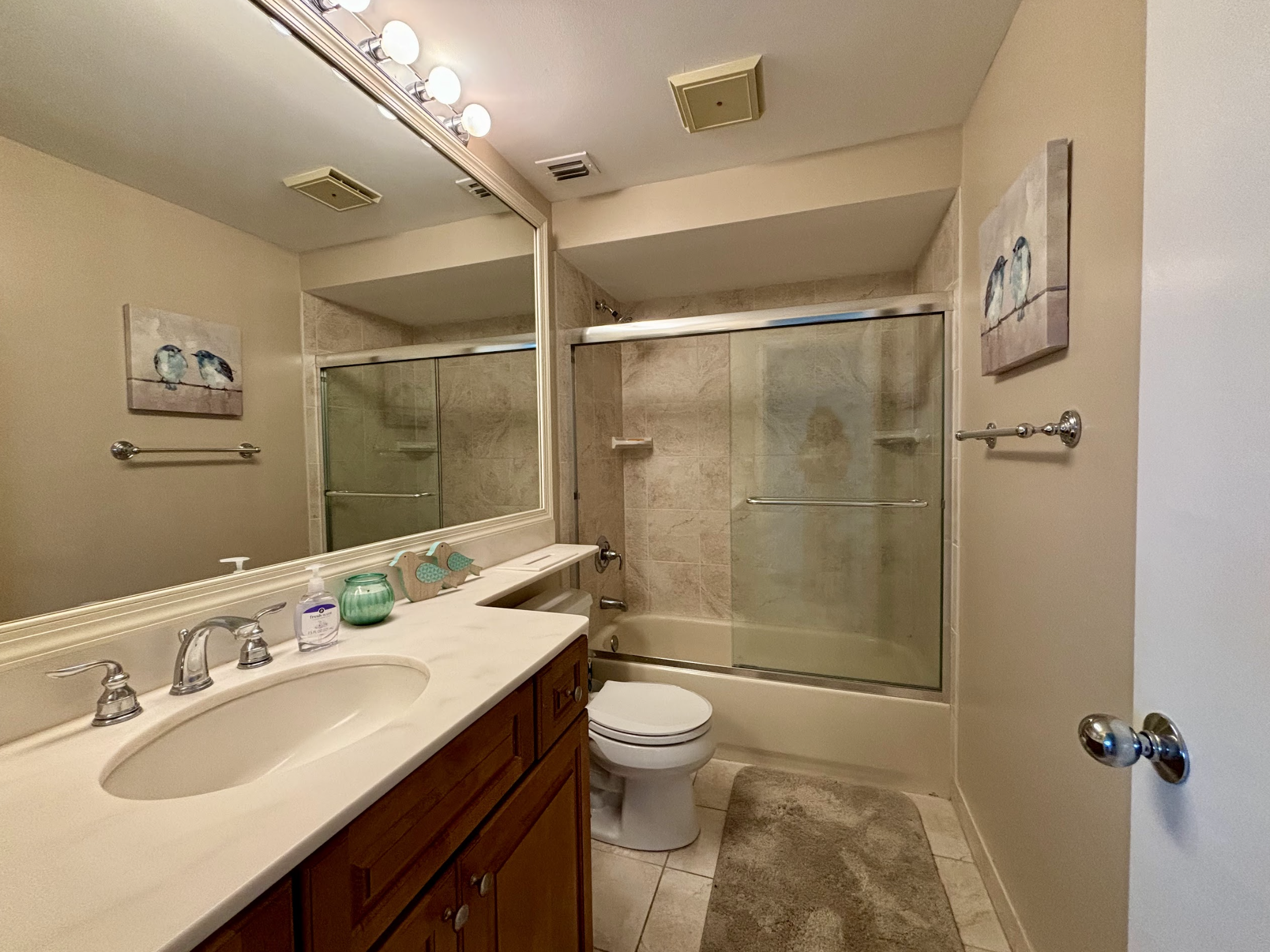 The first bathroom is located right off the front bedroom.