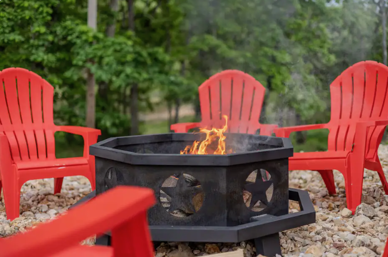 Outdoor fire pit gathering area