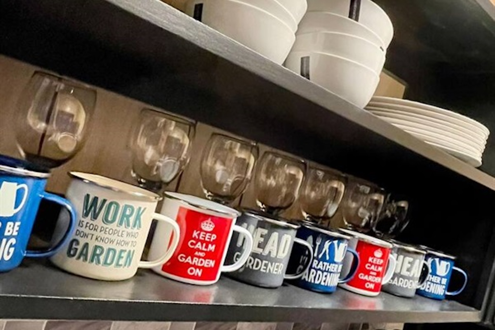 Kitchen storage and convenient drinkware area
