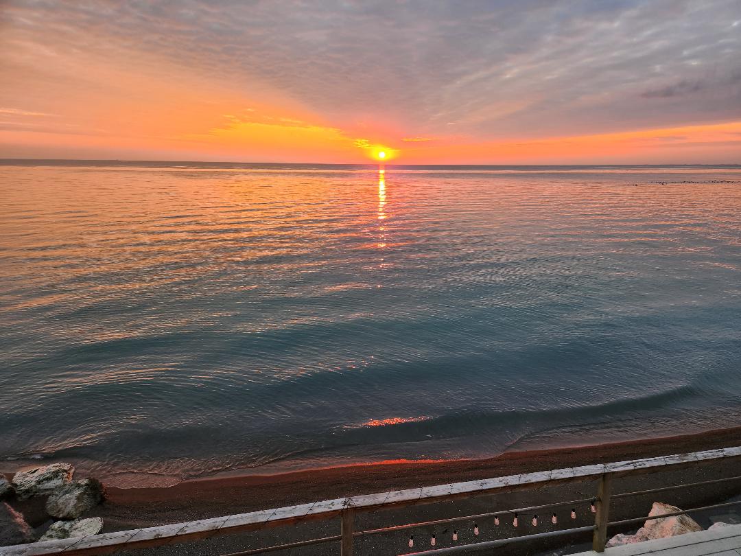 The 2nd floor balcony provides prime seating for the best show on Lake Erie.