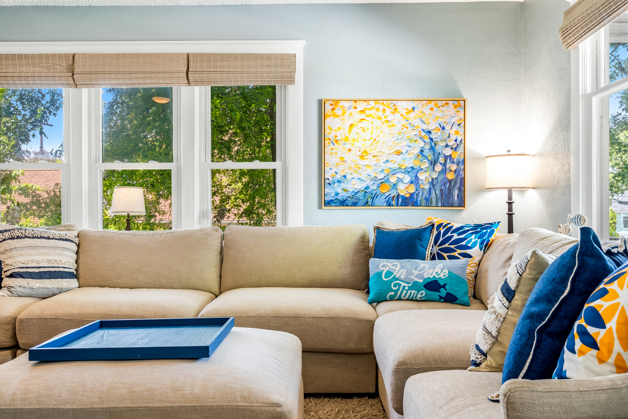 Bright, inviting, and styled to perfection. Relax on the main floor sectional and enjoy the subtle, intentional nods to Winona Lake living.