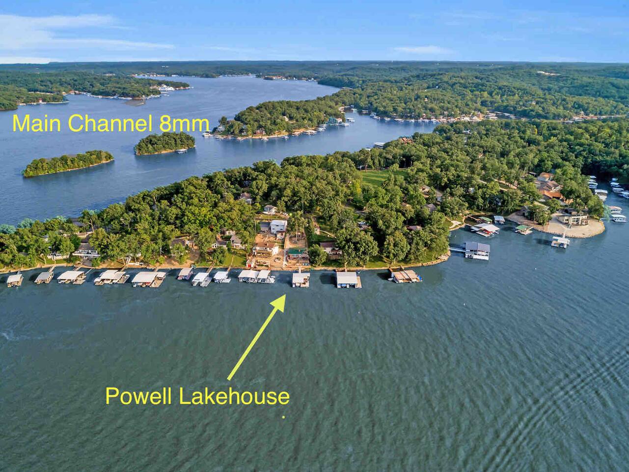 Located in Buck Creek Cove just off the main channel near the twin islands. 