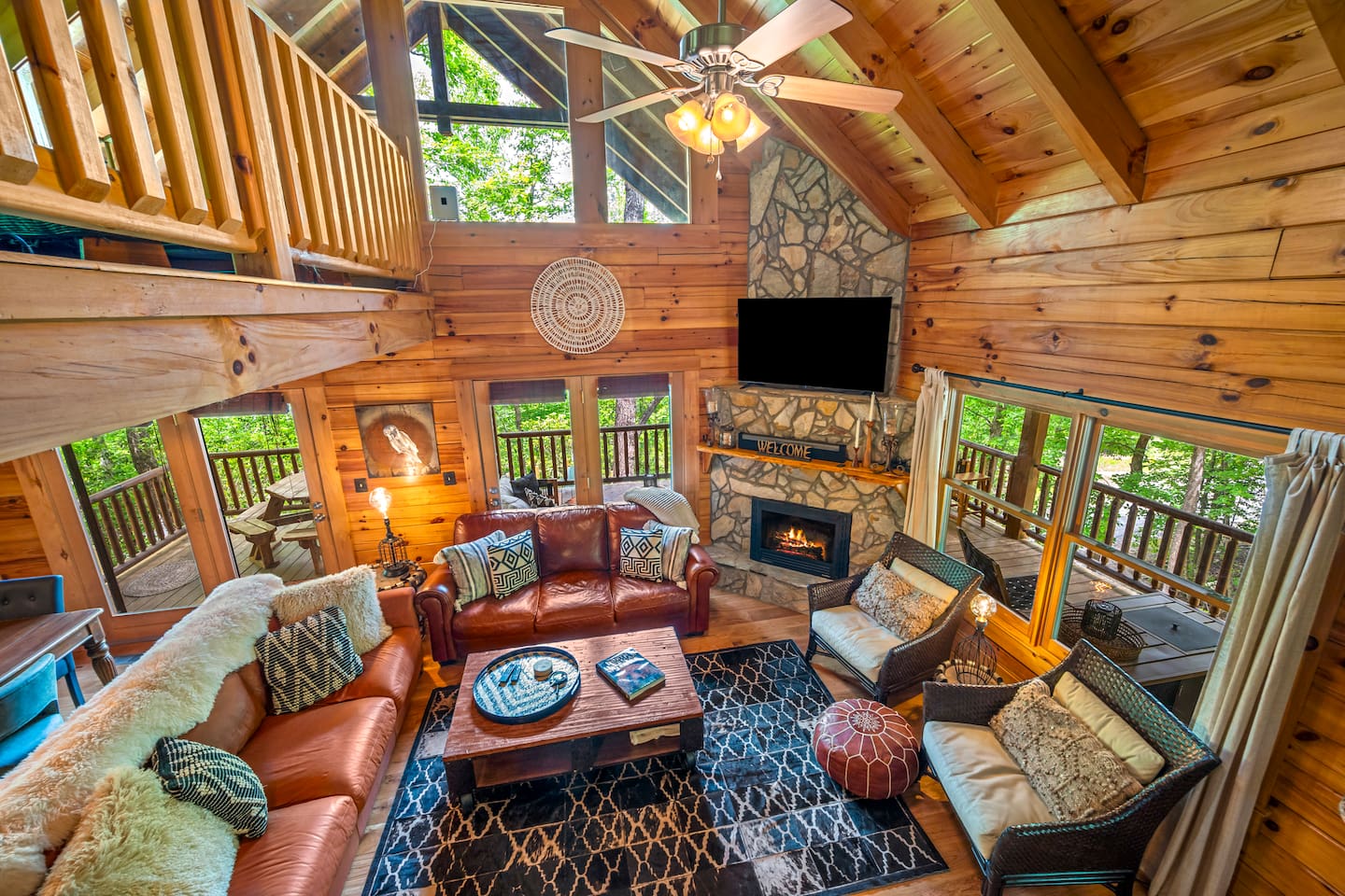Overlooking view of great room/main living area
