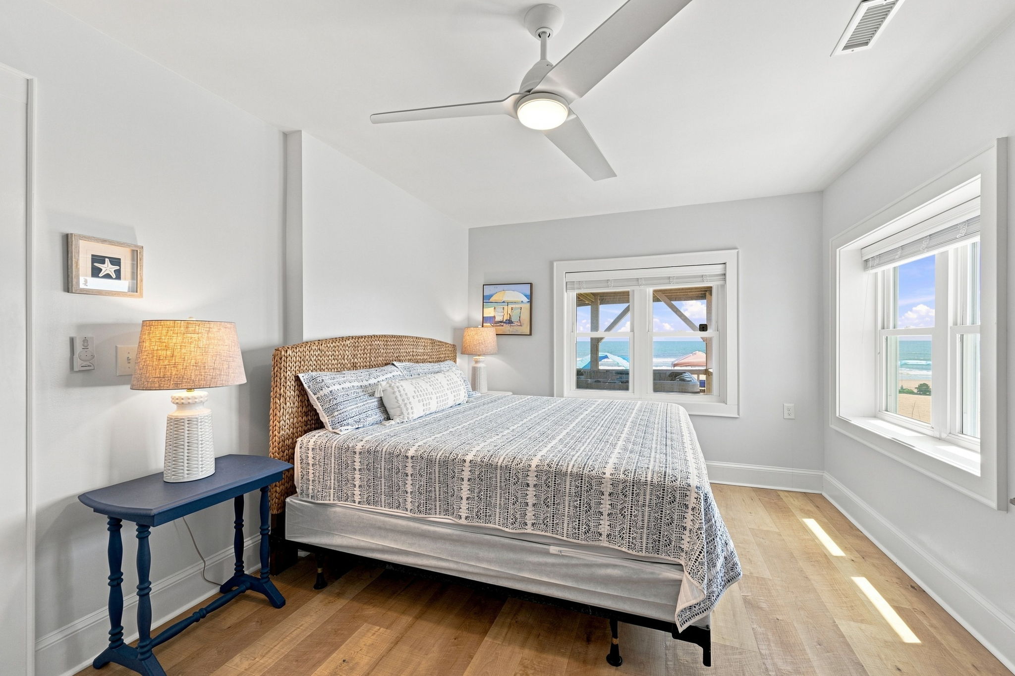 Relaxation is effortless with this first-floor king bedroom just steps from the hot tub.