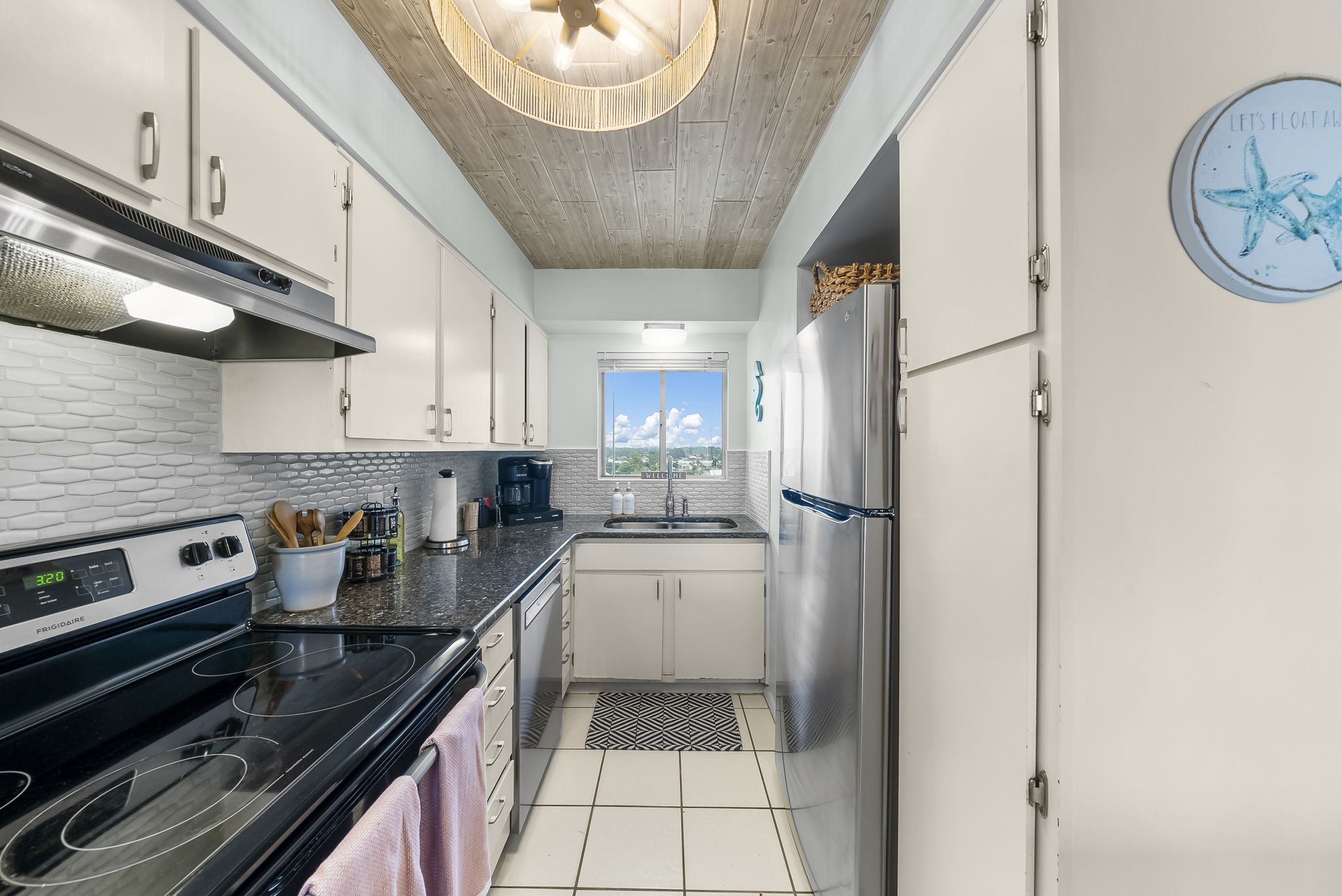 All stainless steel appliances, cooking utensils, oil, spice rack, salt and pepper shaker are provided.
