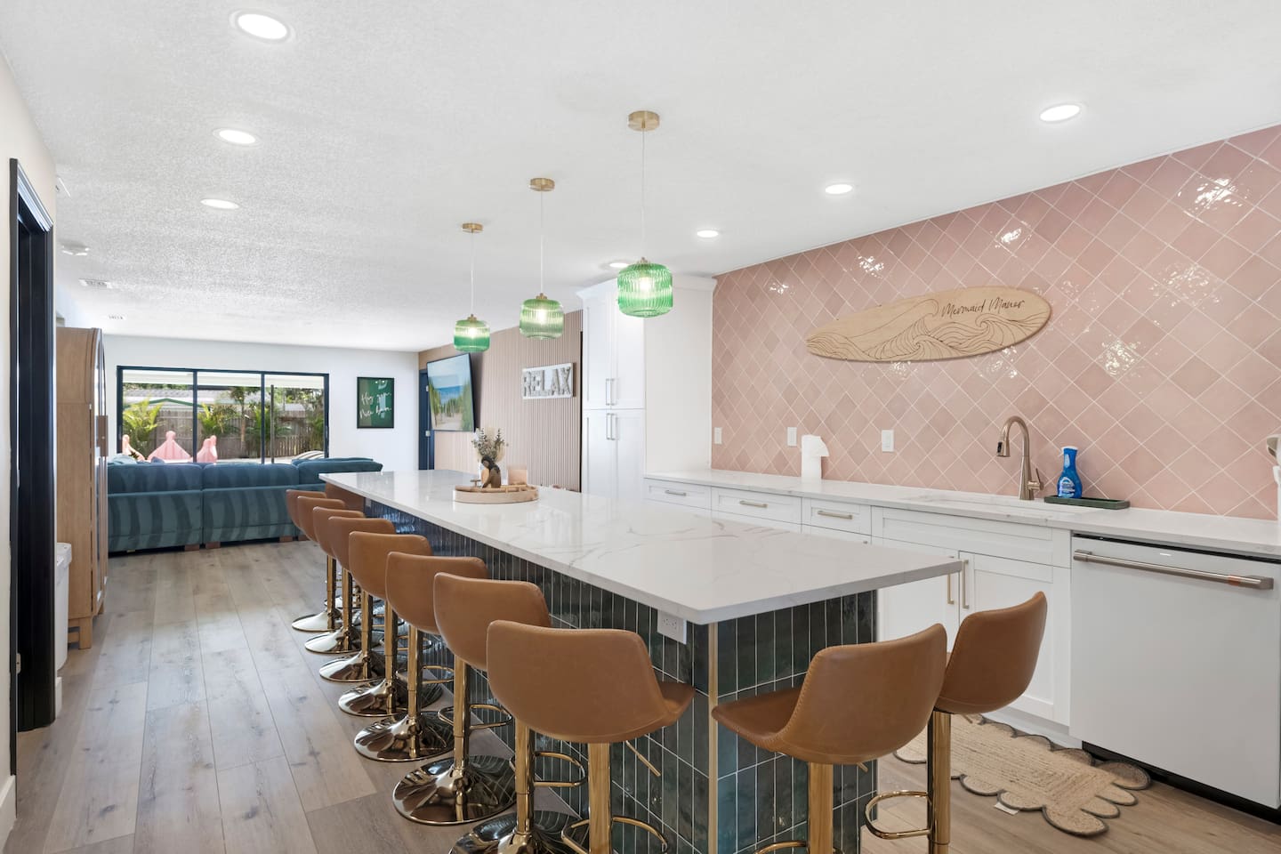 Newly remodeled luxury kitchen with GE Cafe Appliances and quartz counter tops. 