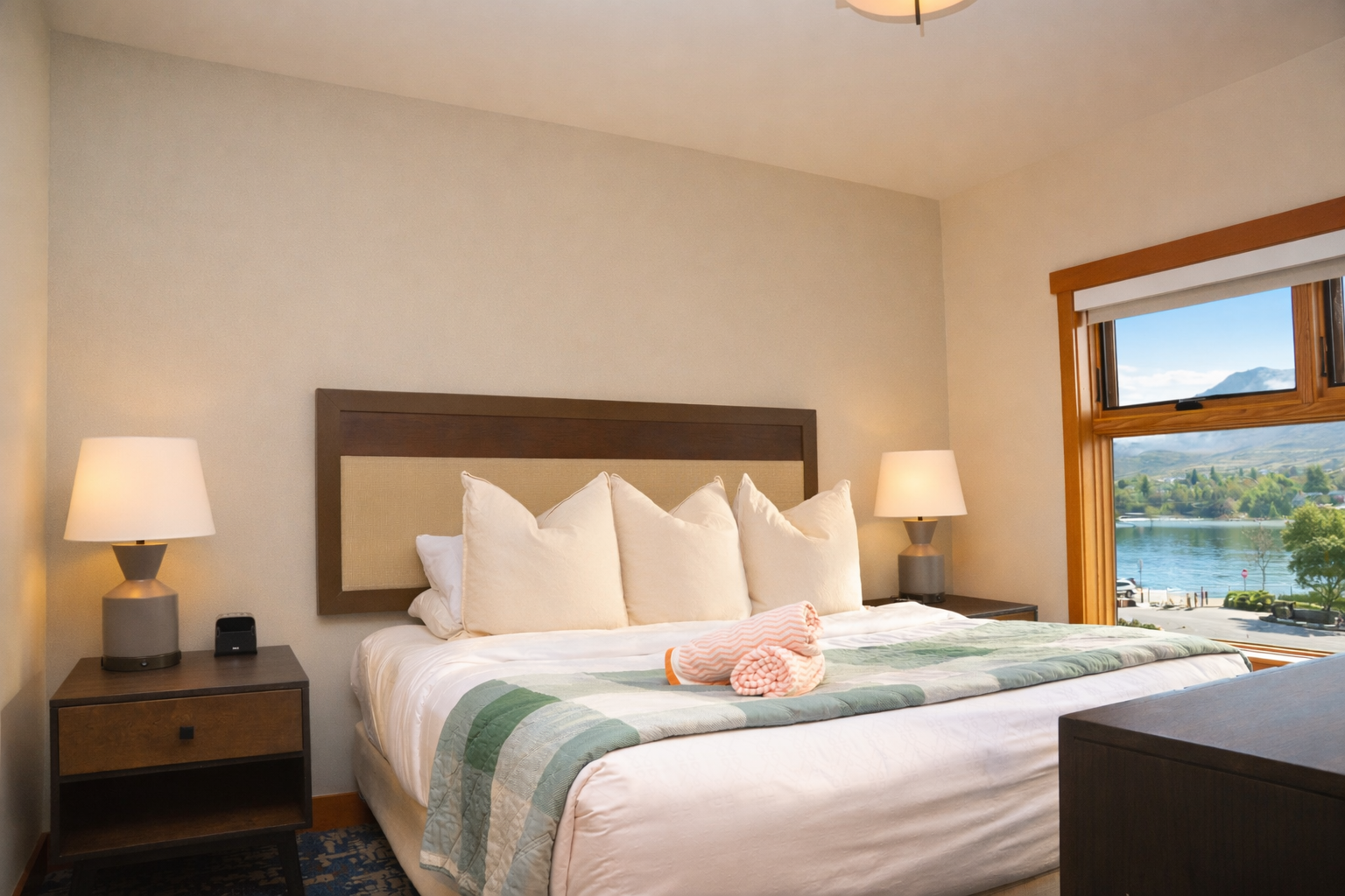 Bedroom #2 of 3: King bed, TV & lake views