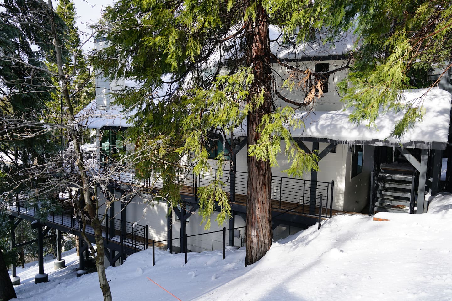Covered parking and walkway to the front door.