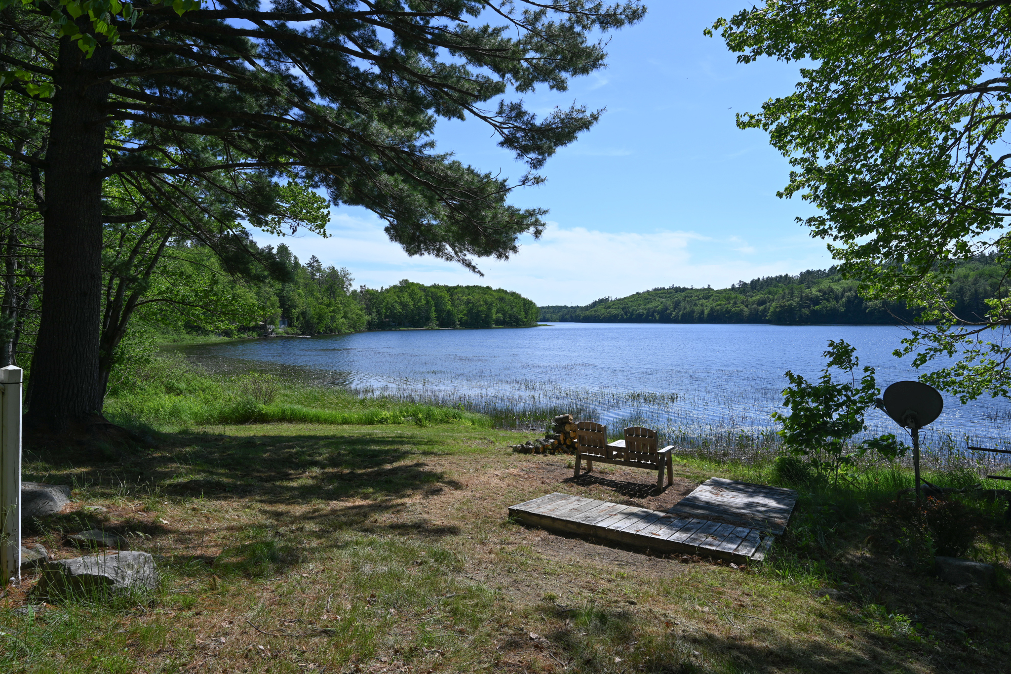 Private waterfront behind the cabin
