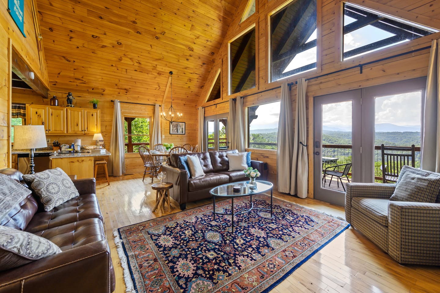 The soaring ceiling allows the space to be filled with light. There is plenty of seating for you and your friends and family to enjoy time together. 