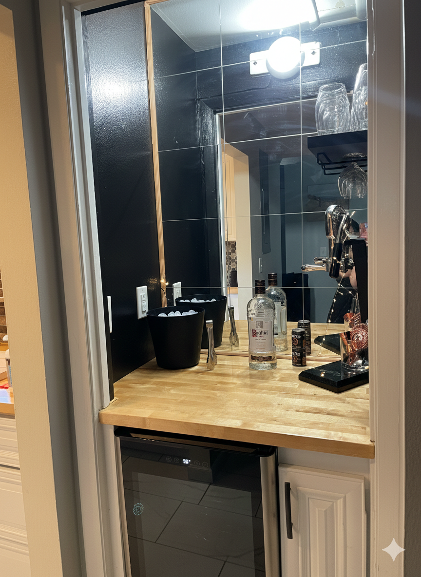 Bar With Wine & Beverage Fridge