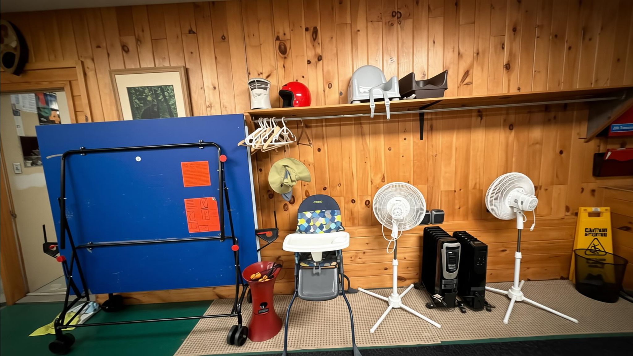 Pingpong table/high chair/standup fans