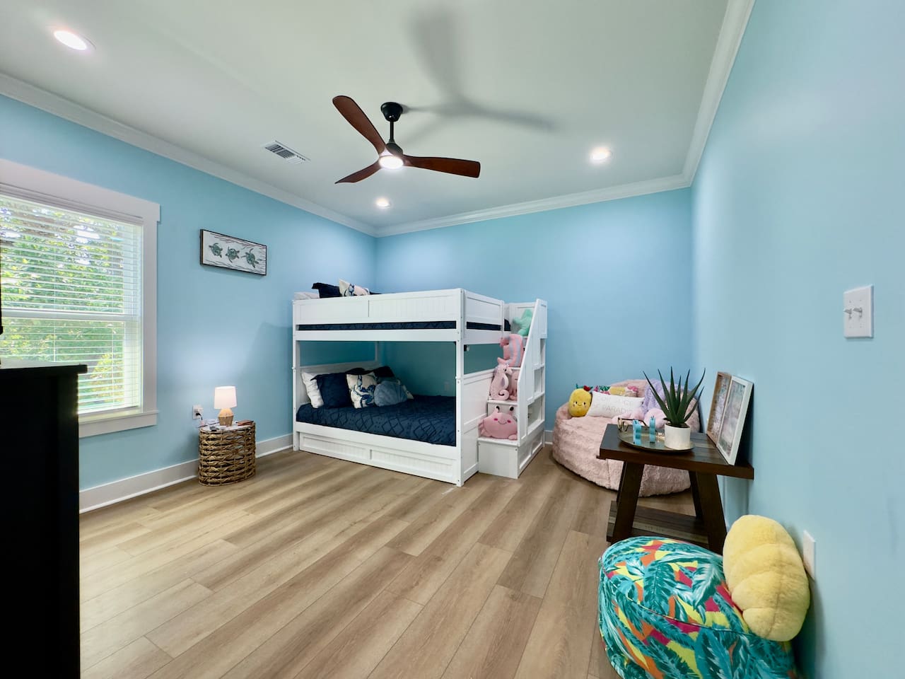 Our bunk room offers space to sleep, play, and relax.