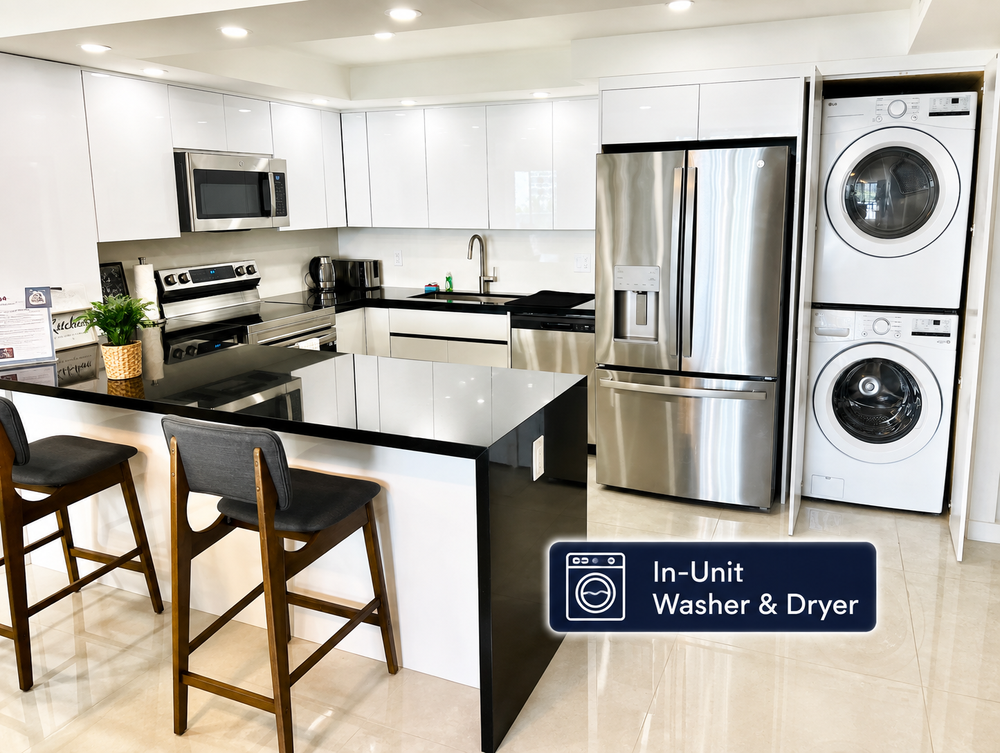 In-unit Washer & dryer - Full Kitchen