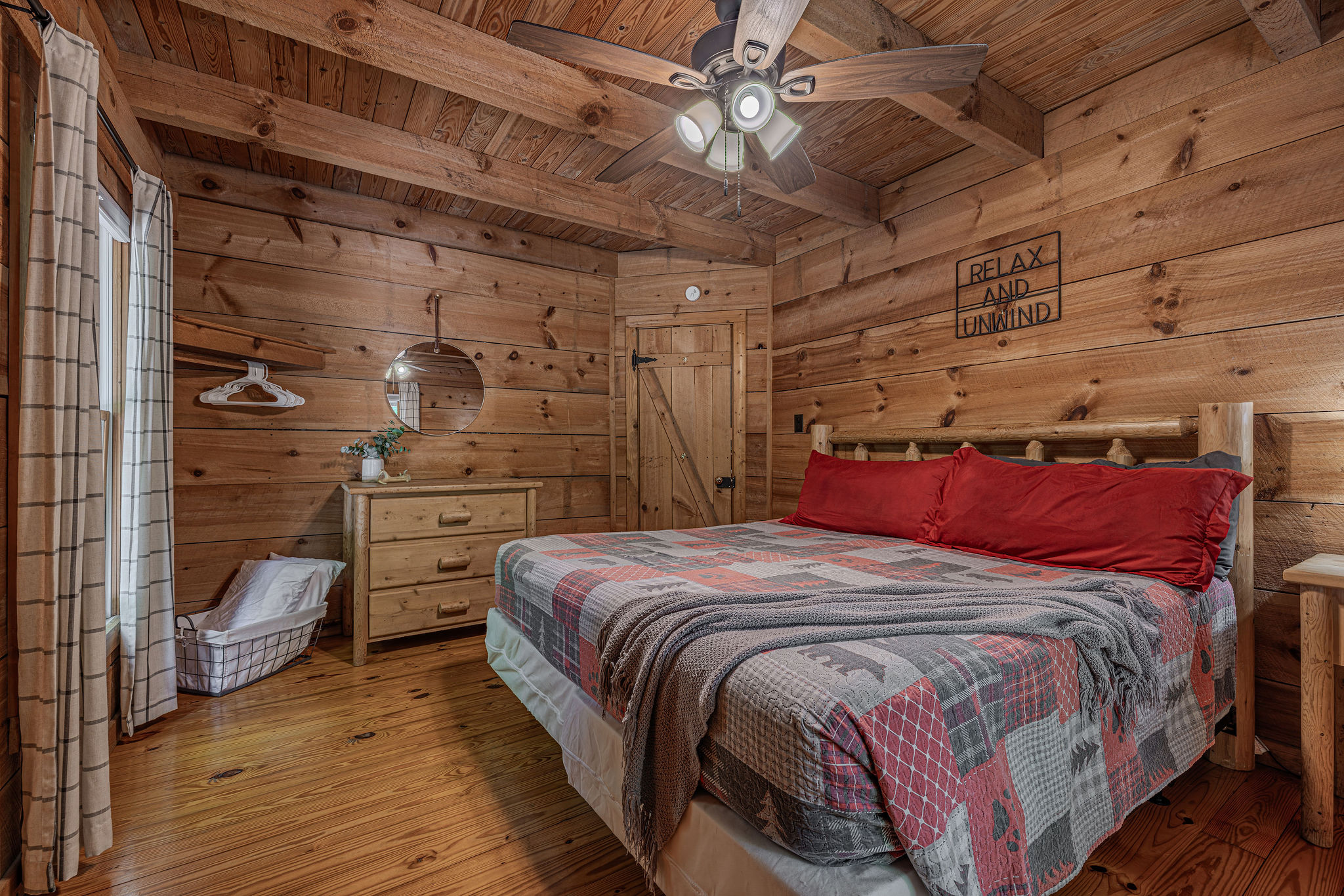 Hardwood floors, warm light, good place to sleep in.