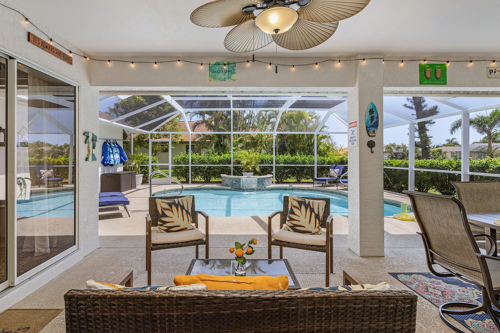 Lanai has 2 Seating Areas