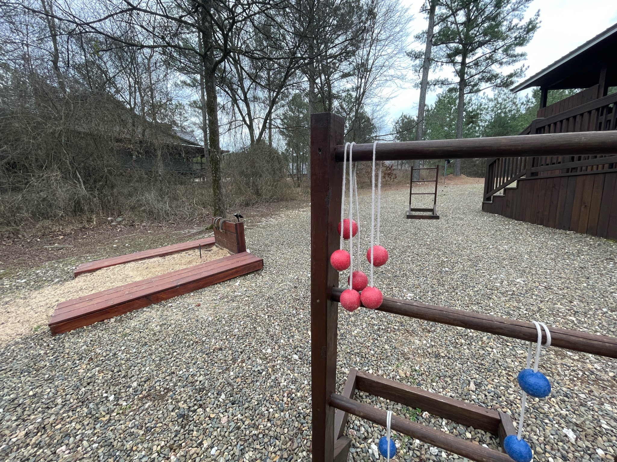 Variety of great games to play with friends and family while you spend time at Stonewood Cabin!Ladder Ball, Cornhole and Horseshoes in the back yard.