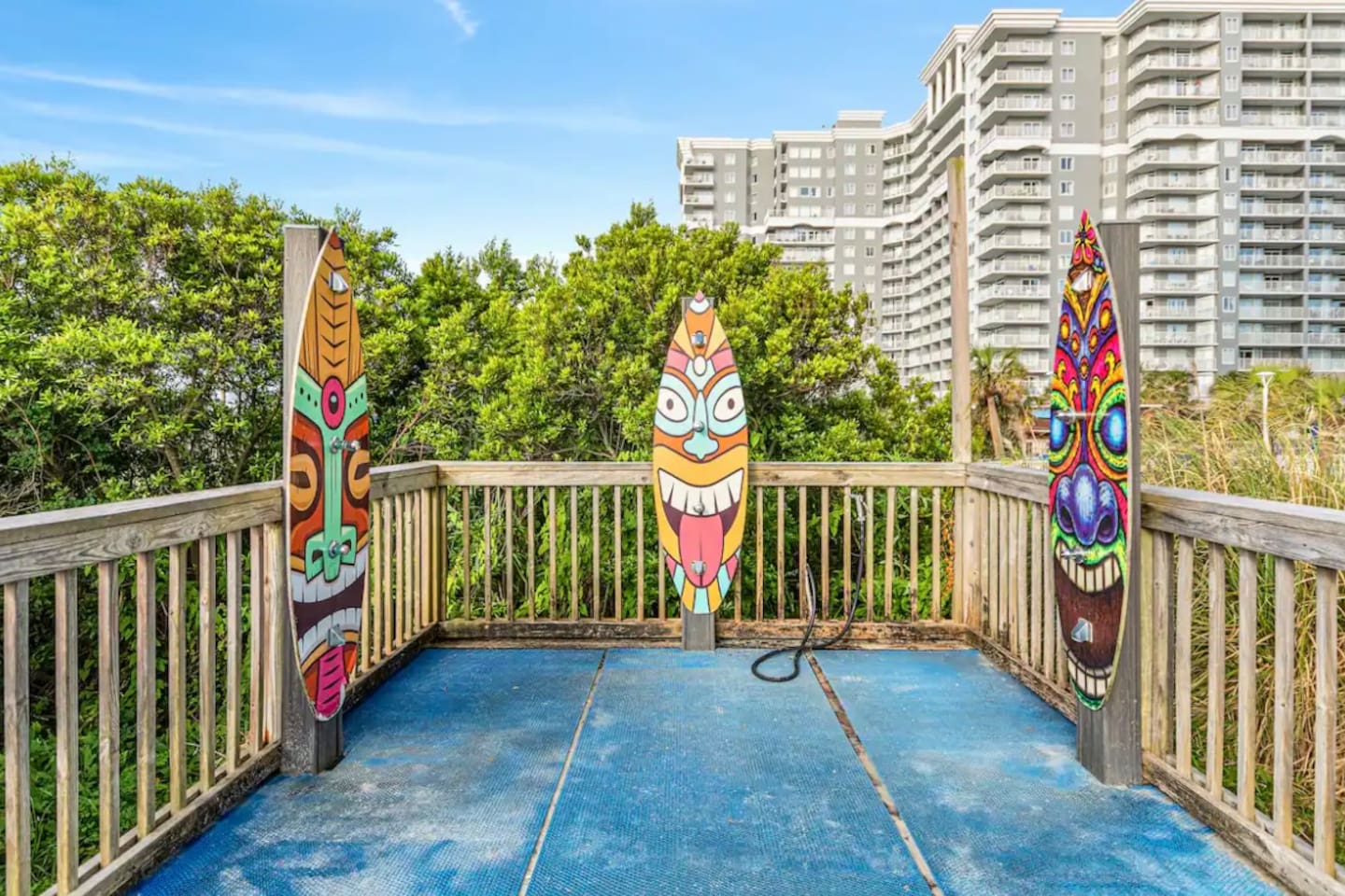 Outdoor Showers to wash the beach sand away 