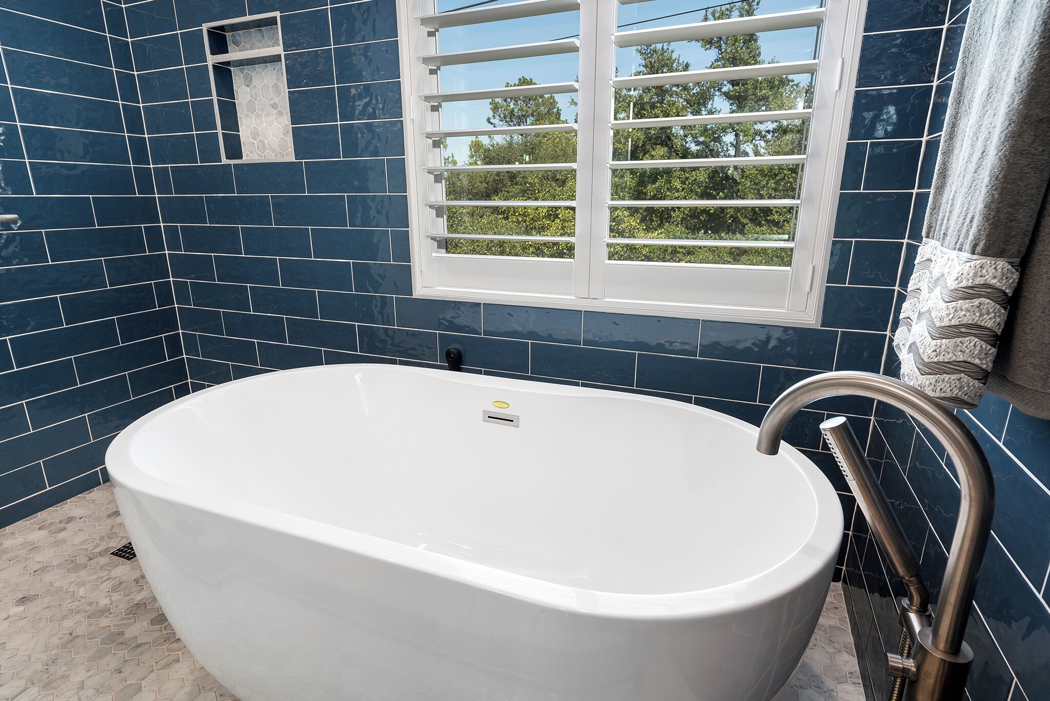 Primary bathroom with stand up shower and soaking tub