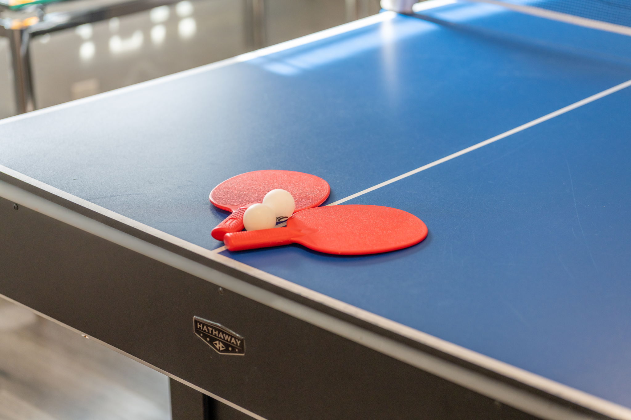 Between the pool table, ping pong, and comfy surroundings, this room brings all the best parts of an arcade—minus the noise and tokens.