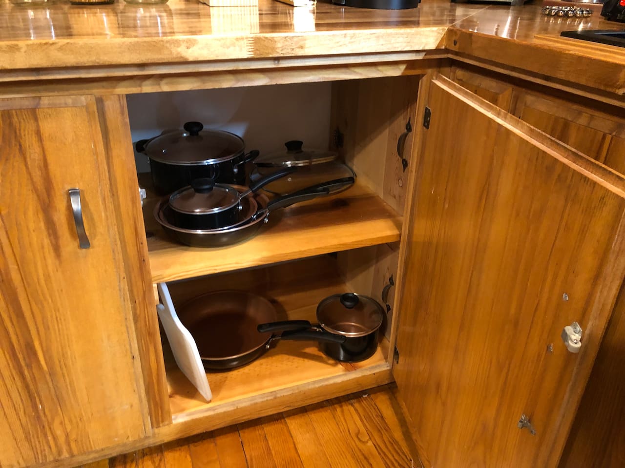 Full set of pans and lids.