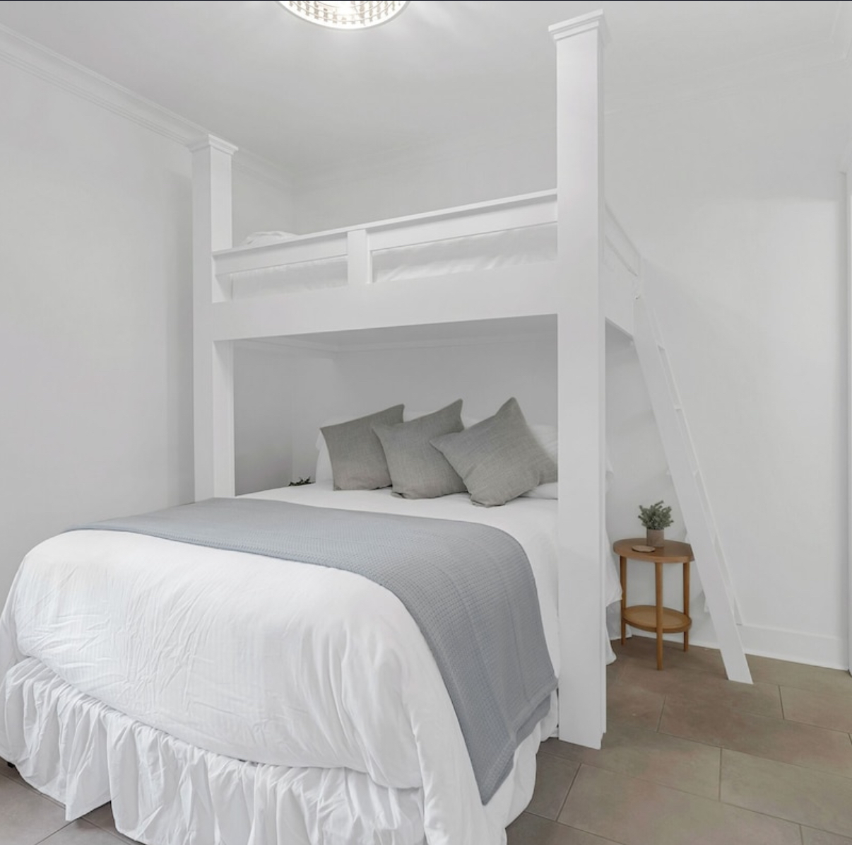 Guest room includes a Queen bed with twin bunk. Smart TV and Cable included.